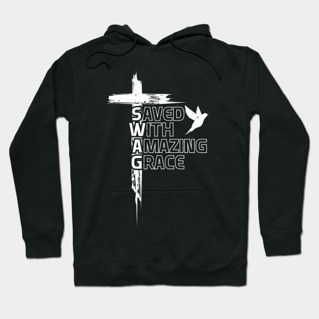 Saved With Amazing Grace White Edition Hoodie by Tee Tow Argh 